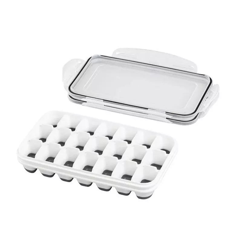 Caixa de cubos de gelo APS com tampa, transparente/cinzento, conjunto de 2, polipropileno, adequada para máquina de lavar louça 36103