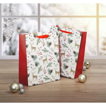SIGEL GT121 Sacos de presente Natal, motivos aguarela, grande, 26 x 33 x 12 cm, conjunto de 5