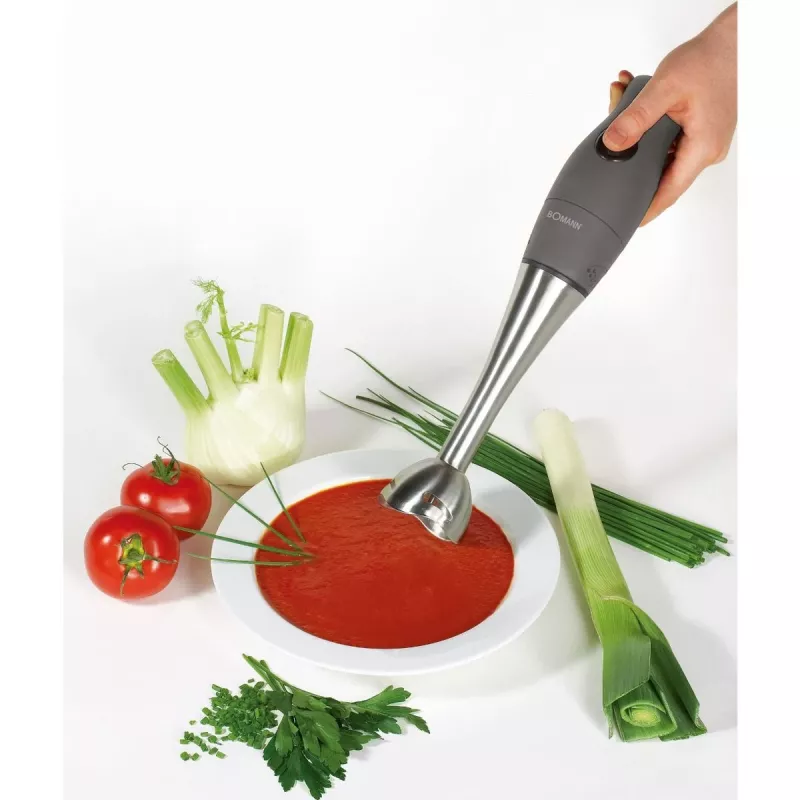 Bomann Varinha mágica com haste de aço inoxidável, 400 W, 2 velocidades, batedor, picador (660551)