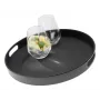 APS Bistro Tabuleiro de servir redondo, Preto, 35,5 cm, Melamina, Empilhável, Apto para máquina de lavar louça (84045)