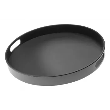 APS Bistro Tabuleiro de servir redondo, Preto, 35,5 cm, Melamina, Empilhável, Apto para máquina de lavar louça (84045)