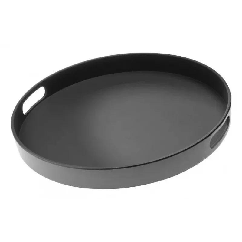 APS Bistro Tabuleiro de servir redondo, Preto, 35,5 cm, Melamina, Empilhável, Apto para máquina de lavar louça (84045)