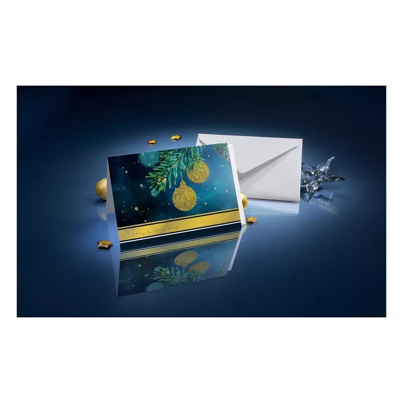 Sigel DS065 Cartões de Natal Golden Glitter com envelopes, DIN A6, 10 unid.