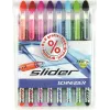 Schneider Slider Basic conjunto de esferográficas - 8 cores diferentes, ponta extralarga de 1,4 mm, tecnologia Viscoglide, zona de pega ergonómica emborrachada, clip em aço inoxidável 151298