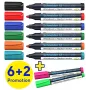 Schneider Maxx 290 marcadores para quadro branco e flipchart conjunto de 8 cores variadas, ponta redonda 2,0-3,0 mm 129098