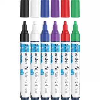 Schneider Paint-It 320 V1 Conjunto de marcadores acrílicos, 6 cores diferentes, 4,0 mm ponta redonda 120295