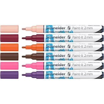 Schneider Paint-It 310 V3 Conjunto de marcadores acrílicos, várias cores, 2,0 mm, 6 unidades 120197
