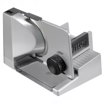 ritter solida 4 Máquina de cortar com motor ECO, estrutura totalmente em metal, inclinada - ajuste de espessura de corte até aprox. 23 mm - interruptor de segurança momentâneo e contínuo - carro de deslizamento suave com revestimento de aço inoxidável - made in Germany (554.070)