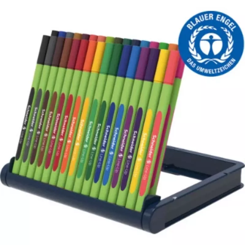 Schneider Edding Line-Up conjunto de canetas fineliner, 32 cores diferentes, ponta revestida a metal de 0,3 mm, tinta à base de água, corpo triangular ergonómico 191091