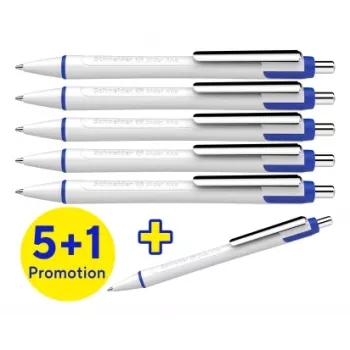 Schneider Slider Xite esferográfica pack 5+1, tinta azul, corpo branco 133286