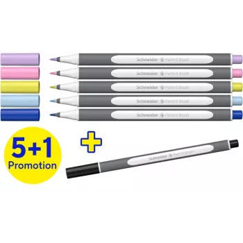 Conjunto de canetas de feltro Schneider Paint-It 070, 6 cores diferentes, ponta redonda 1 mm, tinta à base de água, tampa de segurança ventilada ML07010502
