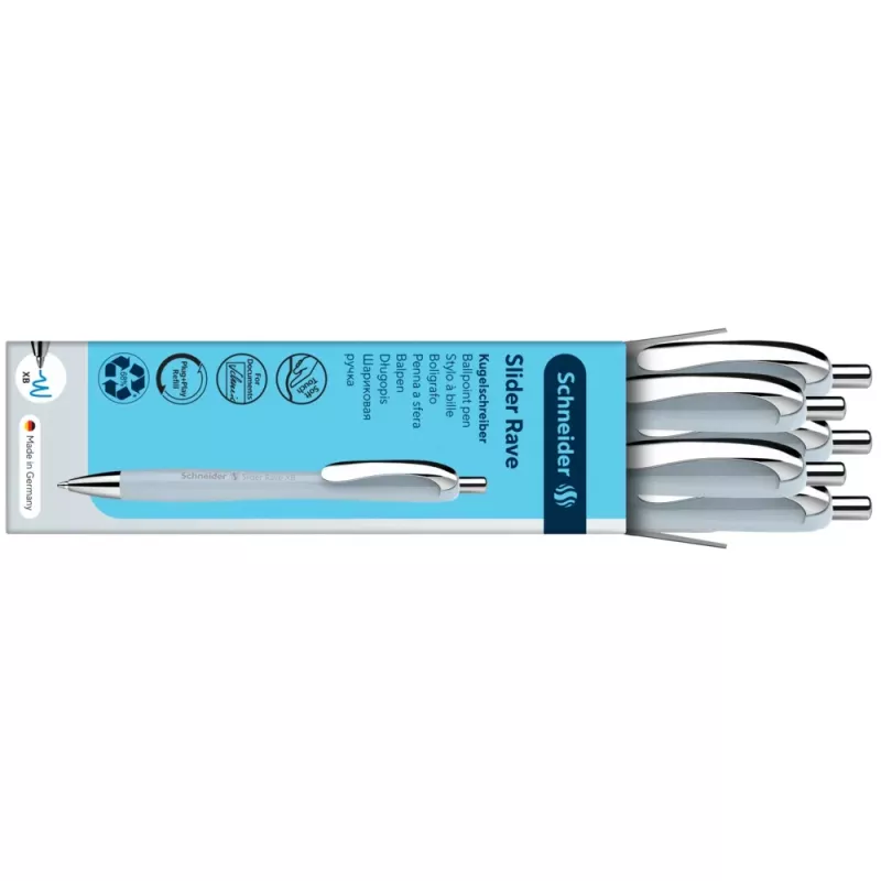 Caneta de esferográfica Schneider Slider Rave XB, tinta azul, corpo Arctic 132553