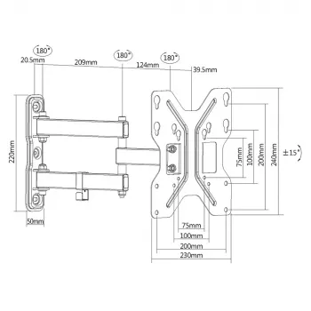 Suporte de parede para TV E+P WHS 151 totalmente articulado para ecrãs de 23-49 polegadas até 30 kg, preto