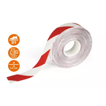 DURABLE DURALINE 50/05 fita autocolante de marcação de pavimento, vermelho/branco, 50 mm x 5 m 1021132