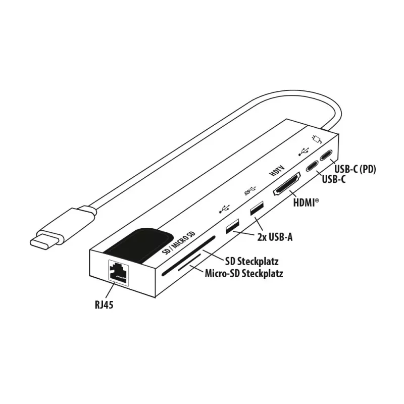 E+P adaptador multiporta USB-C 8-em-1 MPA8 preto/prateado