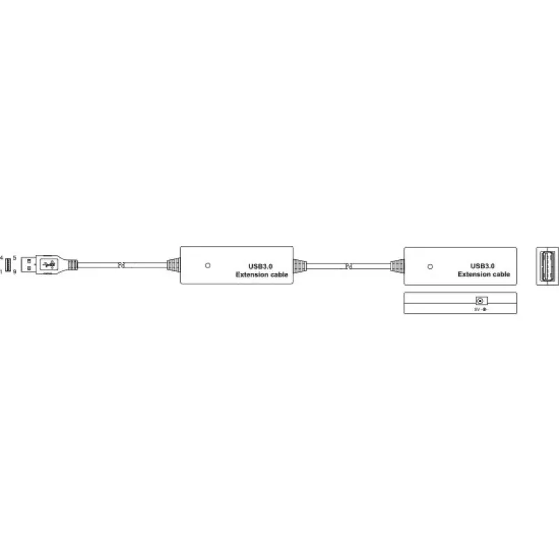 Cabo de extensão USB 3.0 ativo E+P 10 m preto CC380/10 874110