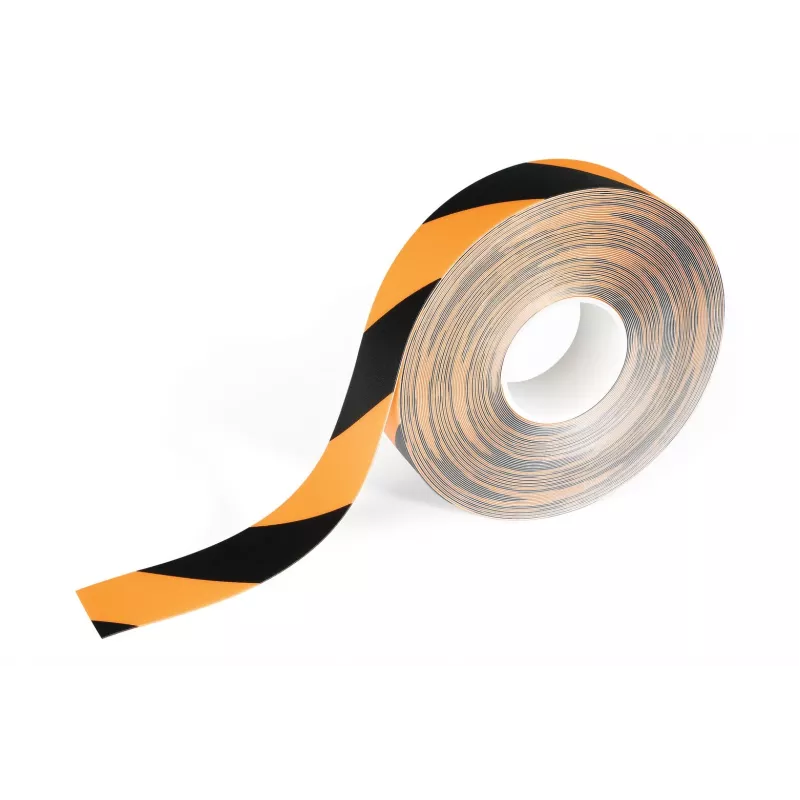 Fita de marcação de chão autoadesiva DURABLE DURALINE 50/05 laranja/preto às riscas 50mm x 5m 1021130
