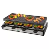 Clatronic RG 3757 grelhador raclette, retangular, placa de grelhar canelada 42x21 cm, 8 frigideiras de raclette, 1400 W, aço inoxidável/plástico 263946