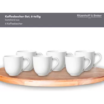 Ritzenhoff & Breker Skagen chávenas de café de porcelana branca 440 ml conjunto de 6 317329