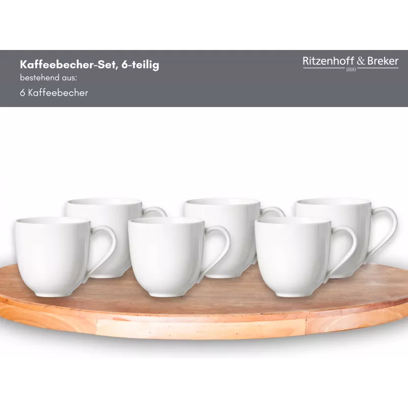 Ritzenhoff & Breker Skagen chávenas de café de porcelana branca 440 ml conjunto de 6 317329