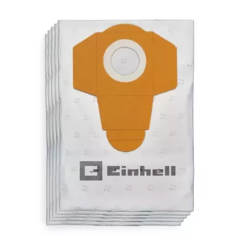 Einhell 2351195 pack de sacos de pó para TE-VC 2340 SA, TE-VC 2230 SA, TC-VC 1930 SA, TC-VC 1930 S, 40 L, branco/amarelo, 5 unid.