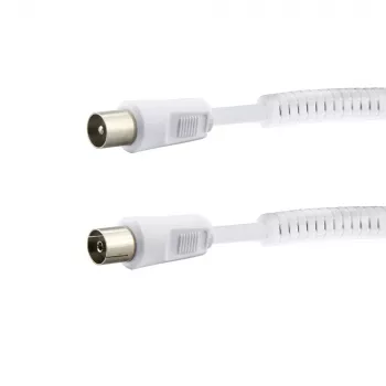 E+P AB101 cabo coaxial de antena branco 1,5m ficha IEC para conector fêmea 75dB de blindagem