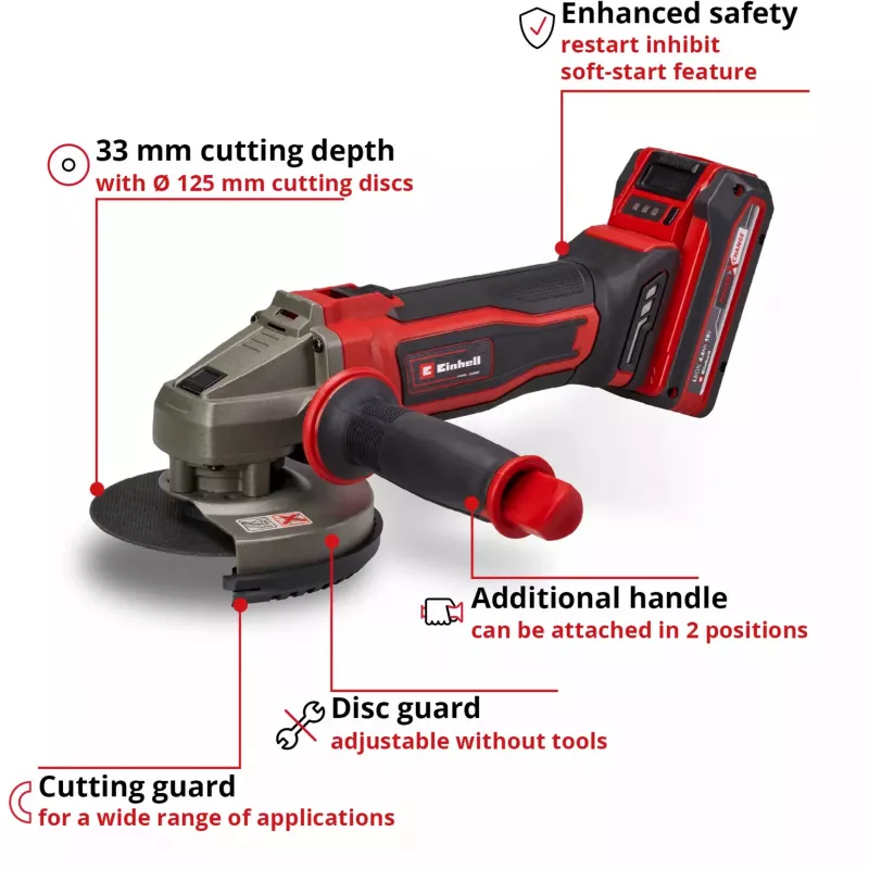 Einhell TE-AG 18/125-2 Li rebarbadora angular a bateria 18V 125mm com bateria de 4,0Ah e carregador 4431190