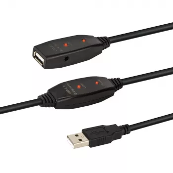 Cabo repetidor ativo E+P CC508/25 USB 2.0, 25 m, ficha USB-A para conector fêmea USB-A, preto