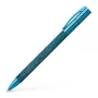 Caneta esferográfica Faber-Castell Ambition – corpo em madeira azul, tinta preta, anel decorativo cromado 148035