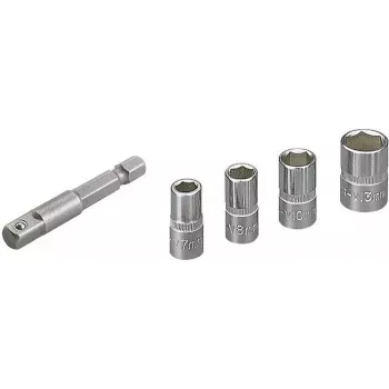 Conjunto de 5 chaves de caixa sextavadas exteriores Wolfcraft 2413000, encaixe de 1/4 polegadas, aço cromo-vanádio