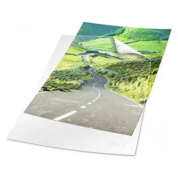 Capas de documentos transparentes DURABLE STANDARD A4, pack de 100, 0,10 mm rPP, abertas em cima e à direita 247819