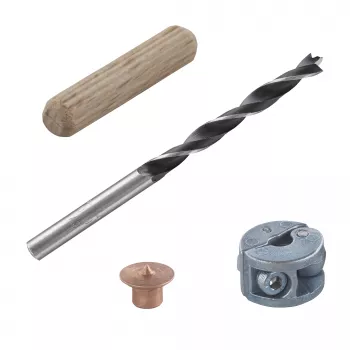 Conjunto de cavilhas de madeira de faia Wolfcraft 2916000 6 mm, 50 cavilhas estriadas + 4 marcadores de cavilhas de aço