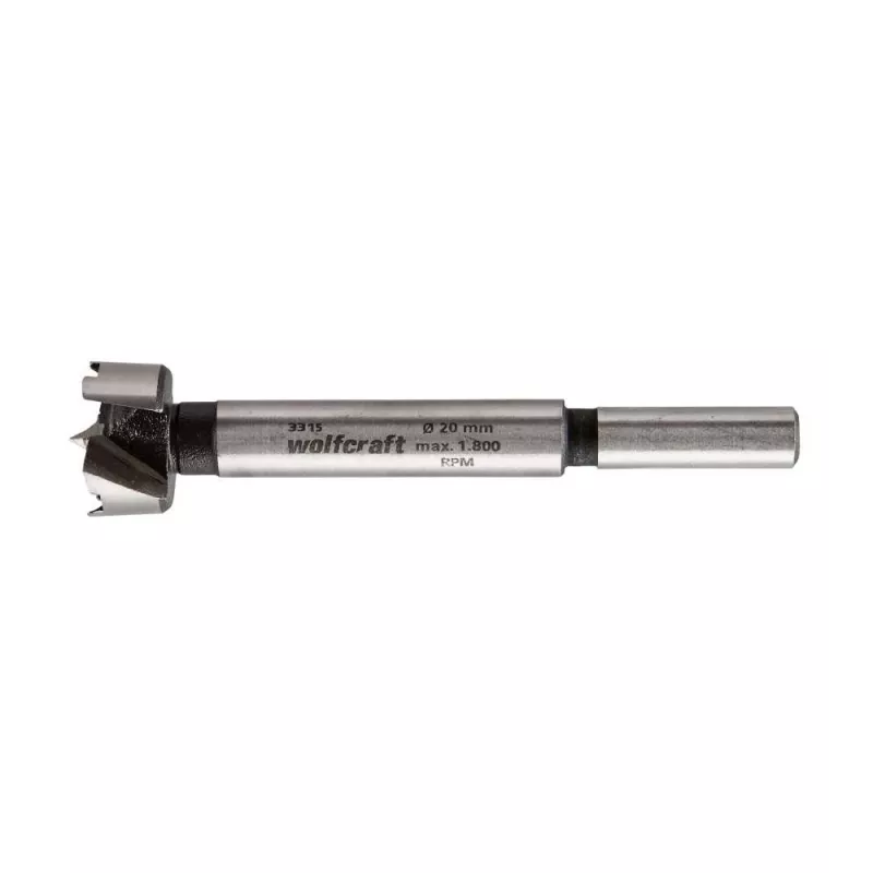 Wolfcraft 3315000 Broca Forstner 20 mm, comprimento total 90 mm, encabadouro cilíndrico, 1 unid.