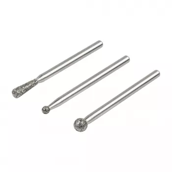 Wolfcraft 5988000 Conjunto de pontas abrasivas diamantadas, esfera e cone, 3 peças