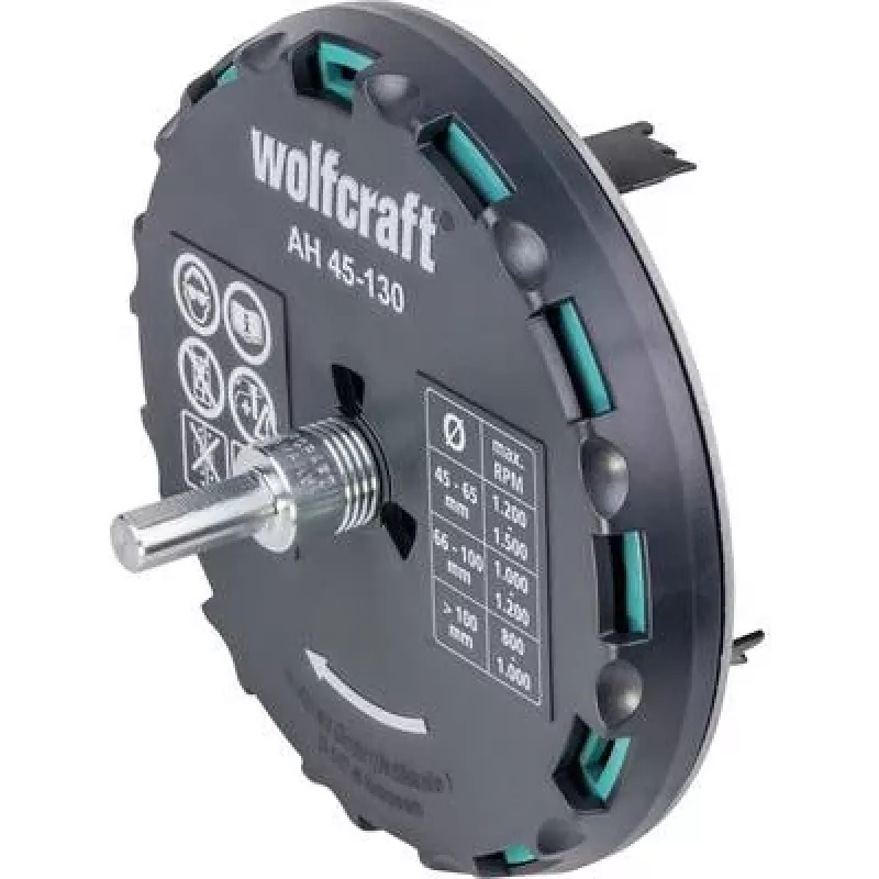 Serra copo ajustável wolfcraft 45-130 mm com lâminas HSS e broca de centragem 5978000