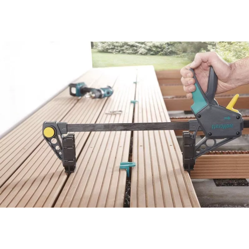 Sargento Wolfcraft 6985000 com 450 mm de abertura e 120 kg de força de aperto