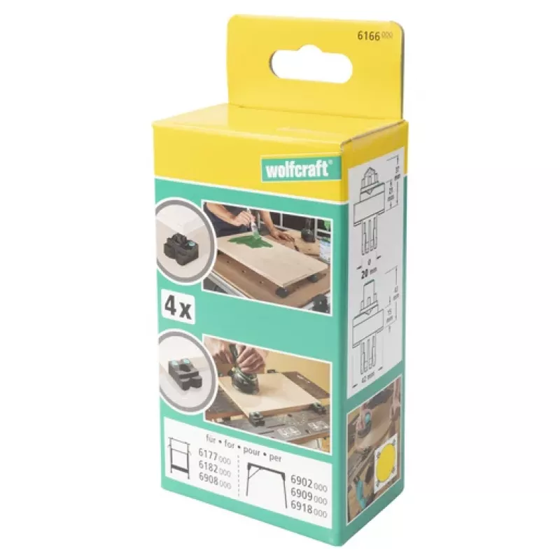 Mordentes wolfcraft 6166000 para bancadas Master, conjunto de 2, plástico preto