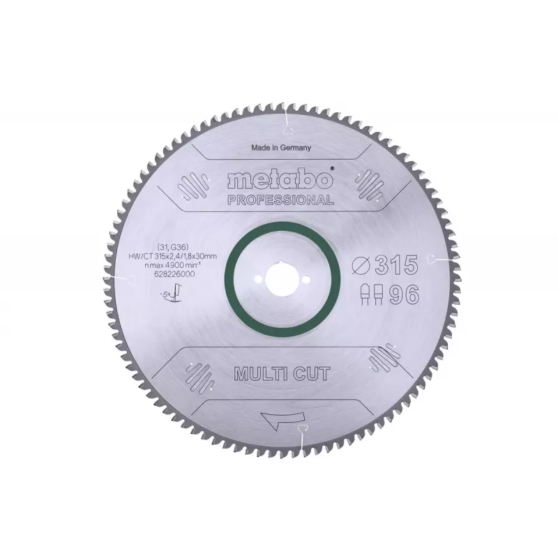 Metabo Multi Cut lâmina de serra circular com pastilhas de metal duro 315x30mm 96 dentes FZ/T 628226000