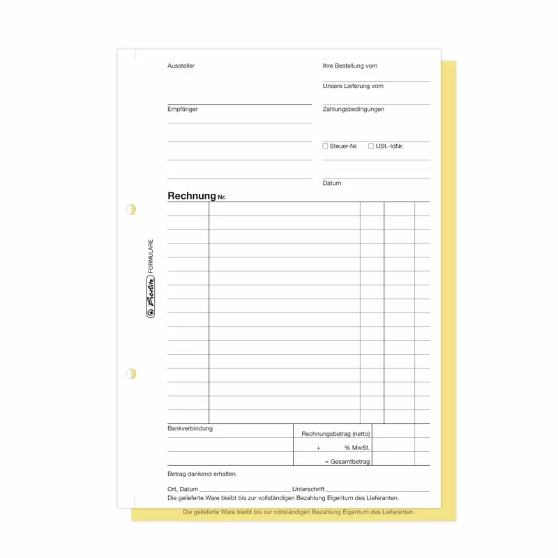 Livros de formulários de fatura Herlitz A5 2 partes autocopiativos, pack de 4 300003799