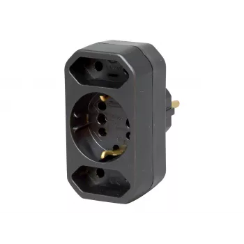 Adaptador de ficha Schuko Kopp DUOversal, 2 tomadas, 16 A, 250 V, preto 179605004