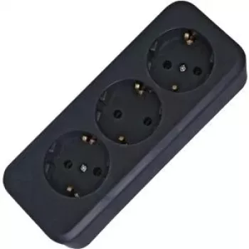 HEINRICH KOPP Régua de tomadas tripla sem interruptor, preto, não cablada, 16 A, 250 V, Schuko, proteção para crianças, montagem na parede 120305001