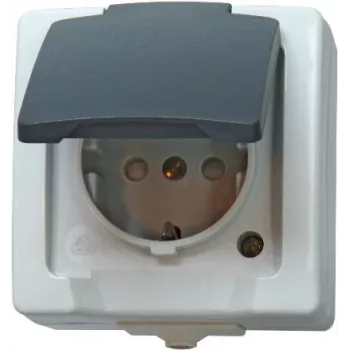 HEINRICH KOPP Tomada Schuko com tampa basculante e proteção reforçada contra contacto, 16 A, 250 V, encastrar, branco alpino (107856005)