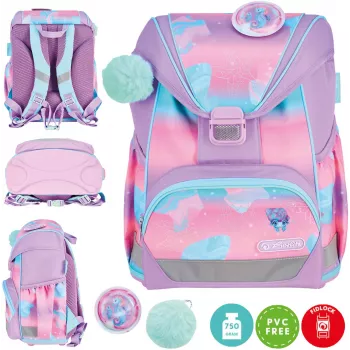 Herlitz Conjunto de mochila escolar Ultralight Seahorse Ocean Lights 6-9 anos