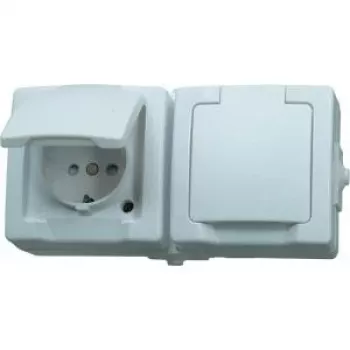 HEINRICH KOPP Tomada Schuko com tampa basculante, sobrepor, IP44, cinzento 137002003