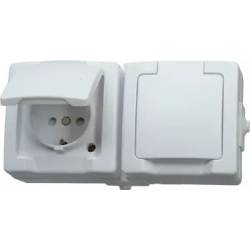 HEINRICH KOPP Tomada Schuko com tampa basculante, sobrepor, IP44, cinzento 137002003