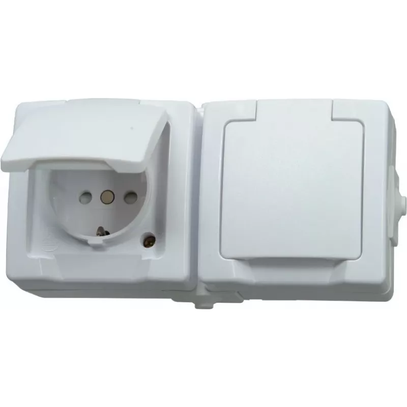 HEINRICH KOPP Tomada Schuko com tampa basculante, sobrepor, IP44, cinzento 137002003