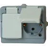 HEINRICH KOPP Tomada Schuko dupla de sobrepor IP44, pré-cablada, horizontal, cinzento 1302.4800.6