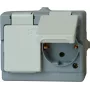 HEINRICH KOPP Tomada Schuko dupla de sobrepor IP44, pré-cablada, horizontal, cinzento 1302.4800.6