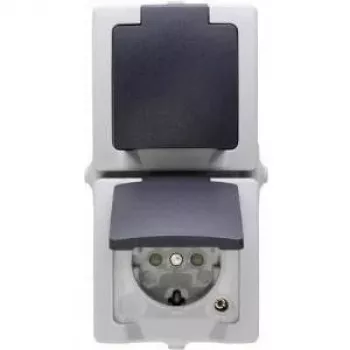 HEINRICH KOPP tomada Schuko com tampa basculante Nautic cinzento 136956008