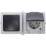 Kopp Nautic Unidade combinada, tomada com interruptor e tampa basculante, cinzento, IP44, montagem à superfície 138656001